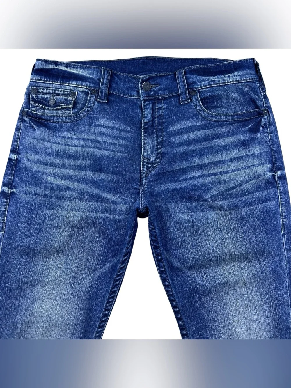 True Religion Ricky Relaxed Straight Super T Jeans Mens 38x32 Flap Pocket Y2K